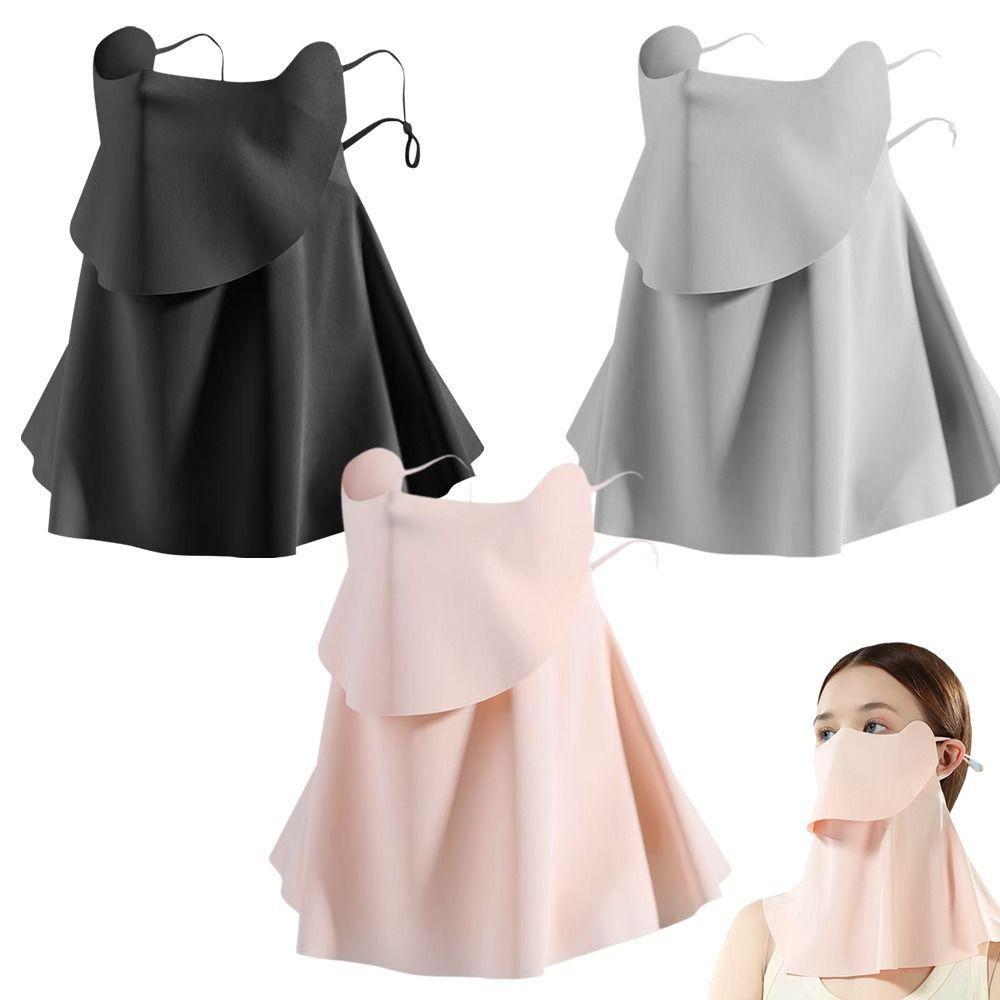 Full Face Cover Ice Silk Face Mask Half Face Cover Face Neck Cover UV Protection Mask  Women's Use