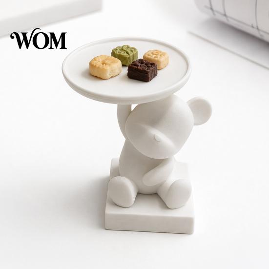 Solid Base Ornament 3D Printed Polar Bear Storage Tray, Cute Animal Ring Holder & Jewelry Dish, Home Desk Display Tray Minimalist Organizer