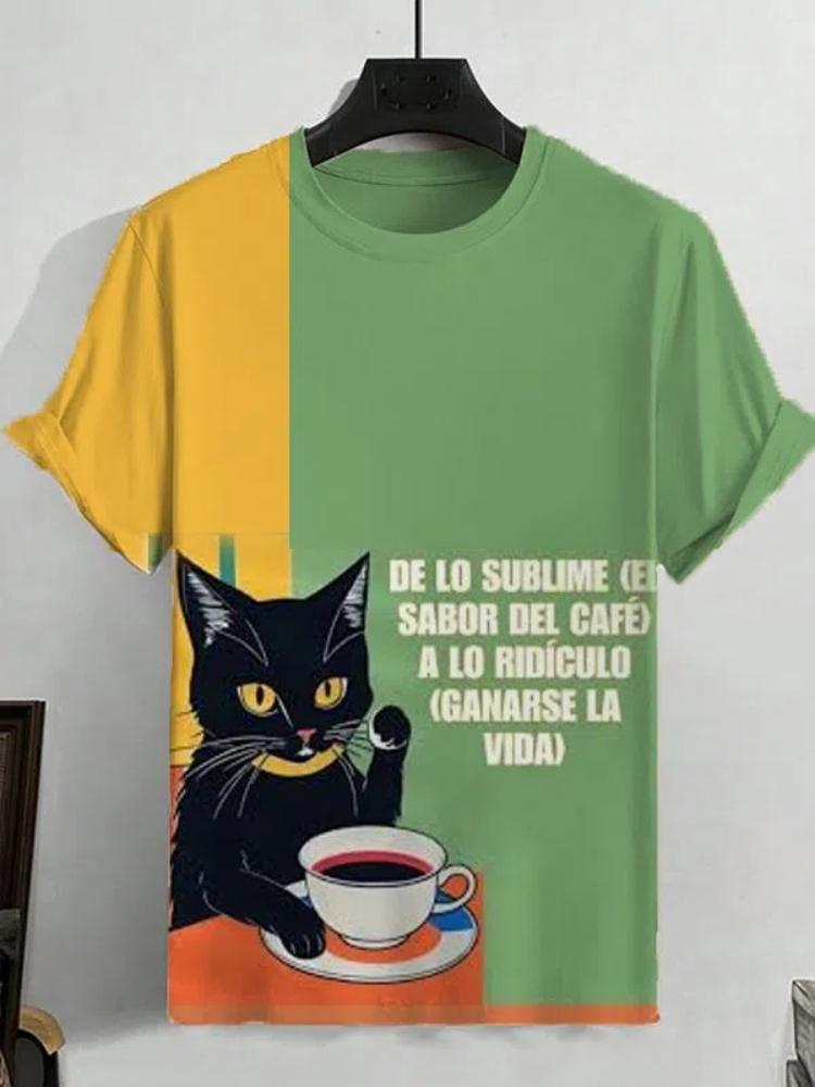 Футболка мужская с принтом мультяшного кота 3D — фото 5