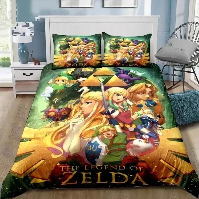 3D Cartoon Zeldas Series Bedding Set Duvet Cover Bed Set Quilt Cover Pillowcase Comforter King Queen Size Boys Adult Bedding Set