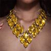 Collana con Ciondolo Grande in Cristallo a Doppio Strato Europea e Americana per Donna Moda Esagerata Catena per il Collo con Strass Brillanti Gioielli