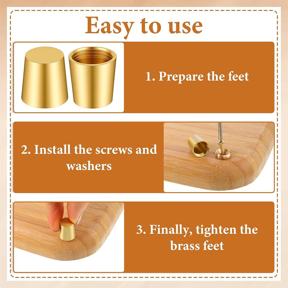 4PCS Brass Cutting Board Feet Furniture Leg Chopping Board Stabilisers Non Slip Jewelry Box Board Display Tray Riser Feet
