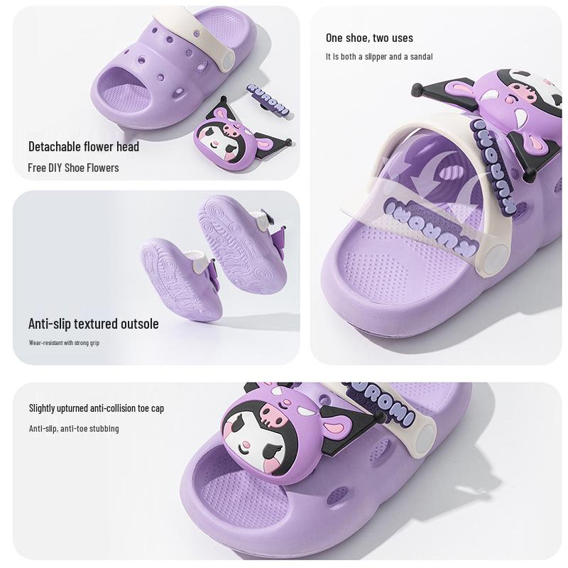 Sanrio Girls' Non-Slip Cartoon Summer Slippers - Lightweight & Soft Sole for Children
