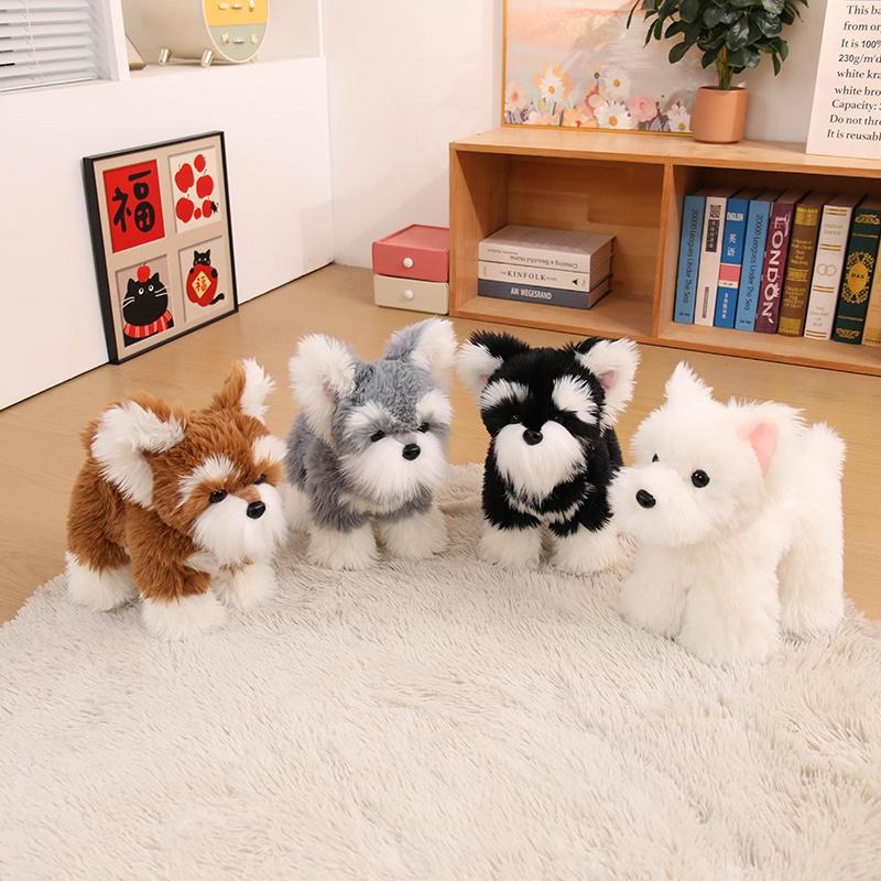 22/28cm Kawaii Streuner Hund Serie Plüschtier Schnauzer Plüschpuppe Weiches Stofftierpuppe Kindergeburtstagsgeschenk Heimdekoration