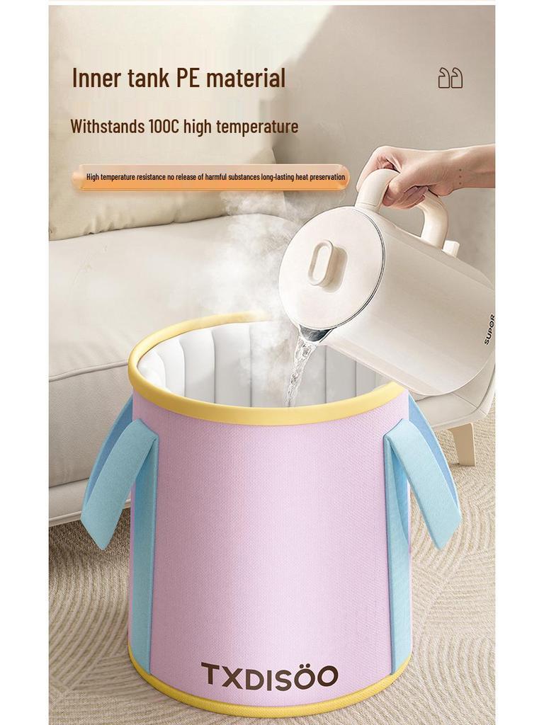 Portable Foldable Deep Foot Bath Basin with Heat Preservation for Home Use