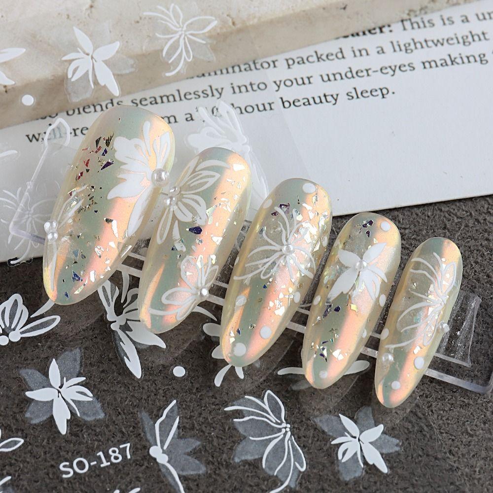 3D Charm Black White Flower Floral Petal Nail Decoration DIY Nail Art Stickers  for Nails