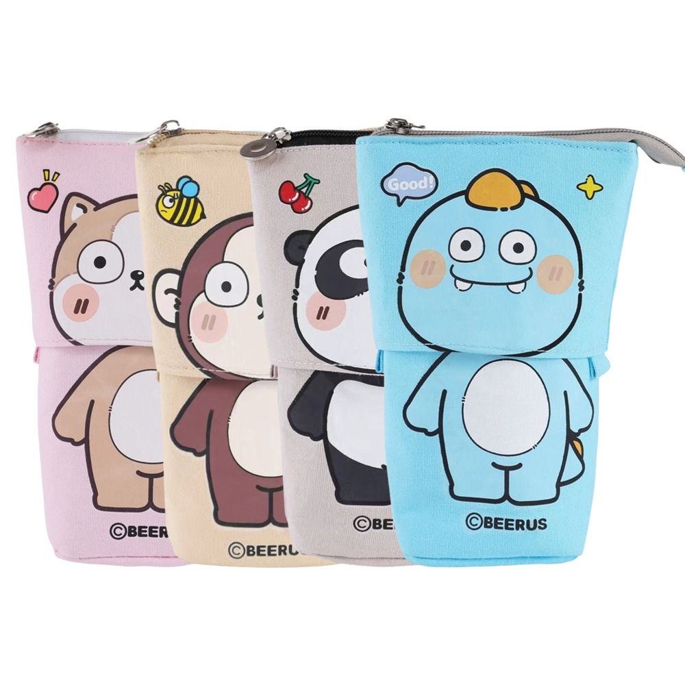 Pop Up Design Zipper Storage Box Large Capacity Pen Holder Girls Boys Pen Box Stationery Gift