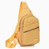 Nylon Sling Quilted Chest Bag with Gold Zipper, Multi Pocket Crossbody Bags for Women Men Daily Casual Travel Outdoor Sport Bag