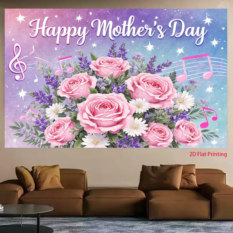 2D Flat Items, 1pc - Enchanting And Sentimental Mother S Day Artwork in a Coffee Shop 47.2x31.5inch/120*80cm