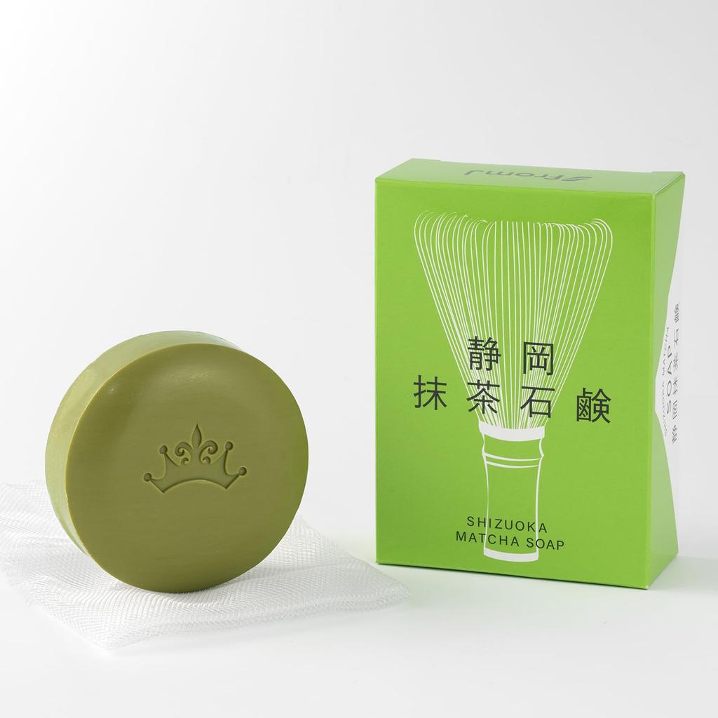 fromJ Matcha Soap 80g Organic Matcha from Shizuoka Prefecture Facial Cleansing Soap with Foaming Net