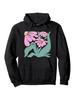 Black Floral Abstract Hoodie - All-Season Pullover Sweatshirt with Pink & Green Botanicals