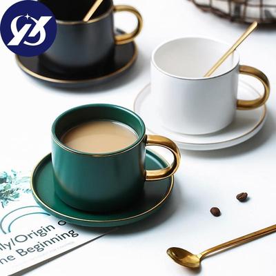 Ceramic Coffee Latte Mug Drinkware Milk Breakfast Cup Tumbler Tea Cupand Saucer Spoon 200ML
