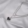 Dark Wind Love Mosaic Double Layer Stacked Necklace Women's New Cool Trend Cold Wind Hip Hop Pendant