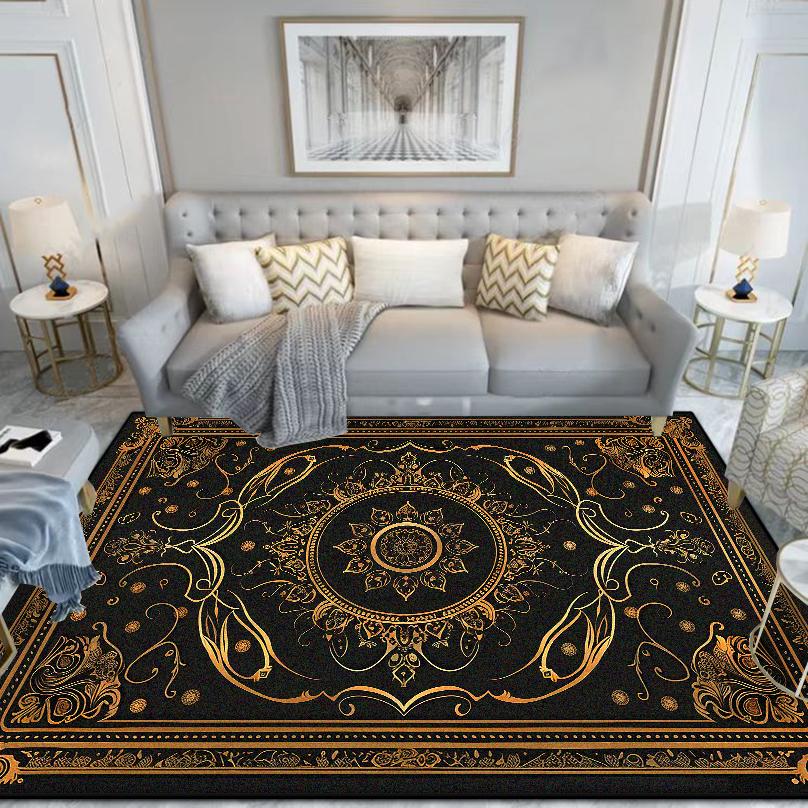 Chinese Style Carpet Living Room High-end Luxury American Hairless Tea Table Rug Short Velvet Bedroom Bed End Floor Mat Lounge