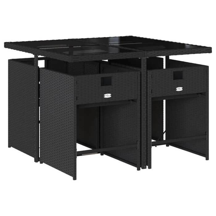 VidaXL Ensemble à manger de jardin coussins 5pcs Noir Résine tressée 3277841
