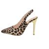 High heels sandals women's summer bag head leopard print rear empty buckle fine heel high sense large size pointed head