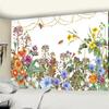 Blomma Bi Tapestry Väggbonad Bohemisk Tropisk Växt Hippie Bohemisk Sovsal Modern Stil Bakgrundsduk Dekor