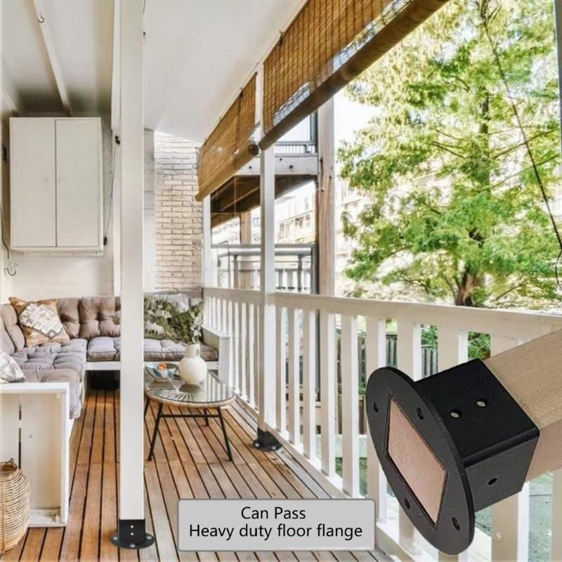 4PCS Solid Metal Fence Railing Brackets Square Base Strong Construction Secure Fencing Support All Weather Applications