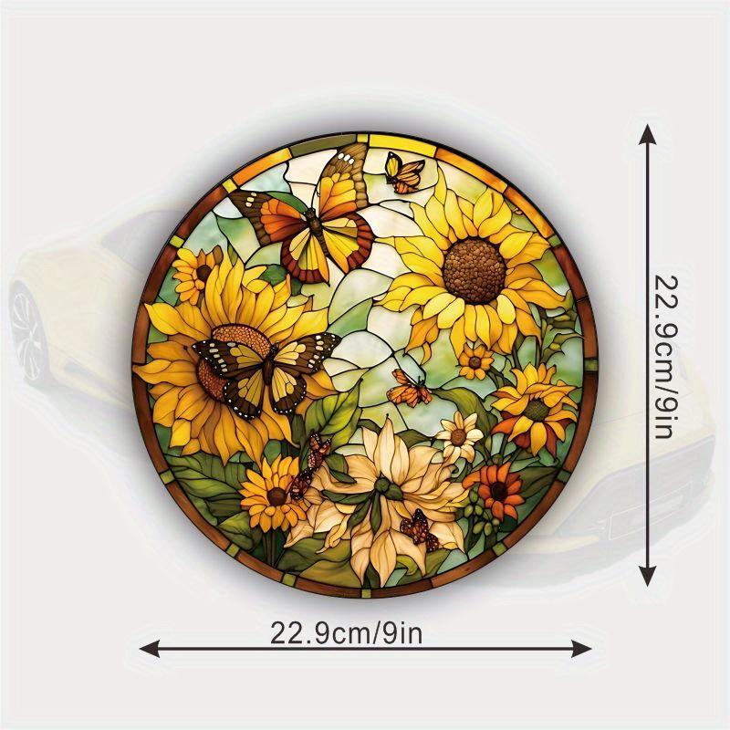

Sunflowers Colorful Butterflies Static Cling Glass Decals Reusable Window Glass Electrostatic Stickers for Auto RV Home Decor #3