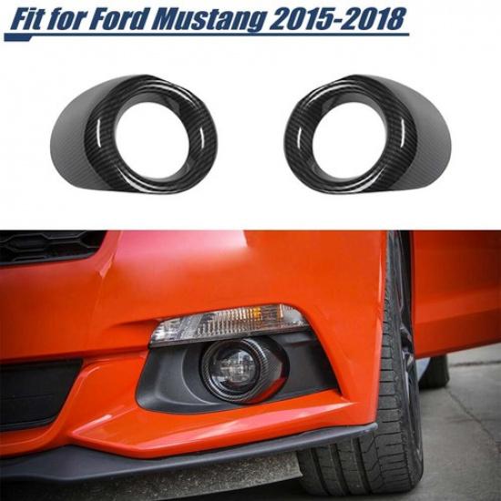 

Carbon Fiber Front Fog Light Lamp Decor Ring Trim Cover For Ford Mustang 2015-17
