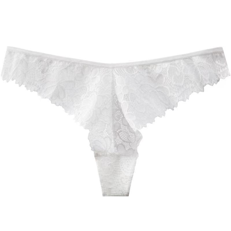 Sexy Lace Briefs Bow Thong Women's Hollowed Out See Through Low Waist T-Panties Sporty Seamless Hot Underwear Panties