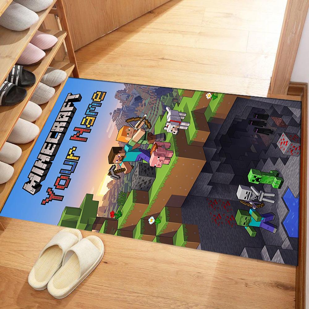 Minecraft Customizable Name Area Rug Perfect For Living Rooms Dormitory Dining Room Balcony Antislip Rug Office Home Decor Wedding Party Gift