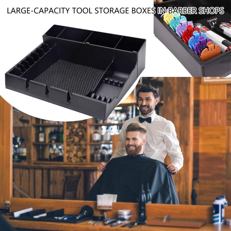 Black Barber Clippers Tray Organizer Clippers Organizer Razors Case,Anti slip Hair Trimmer Holder Tray Barber Tool Box