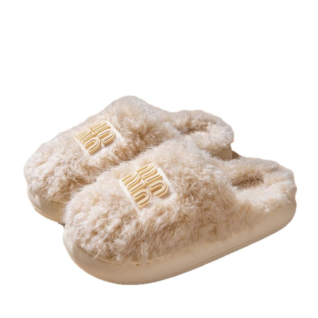 Thick-bottomed cotton slippers autumn and winter 2025 new indoor home non-slip warm plush cotton mop