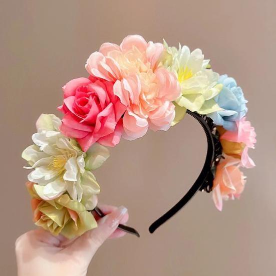 Rutschfestes Blumen-Stirnband für Mädchen, Bequeme, Flexible Haar-Accessoires mit Kunstblumen, Traditionelle Nationale Haarnadel für Hanfu-Party