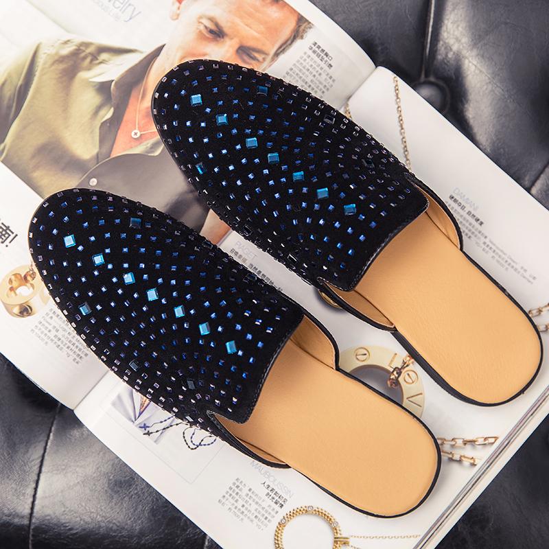 Men Sneakers Teen Personality Spikes Half-Shoes Blue Men Loafers Luxury Shoes Men's Moccasins Tenis Masculino Zapatos De Hombre