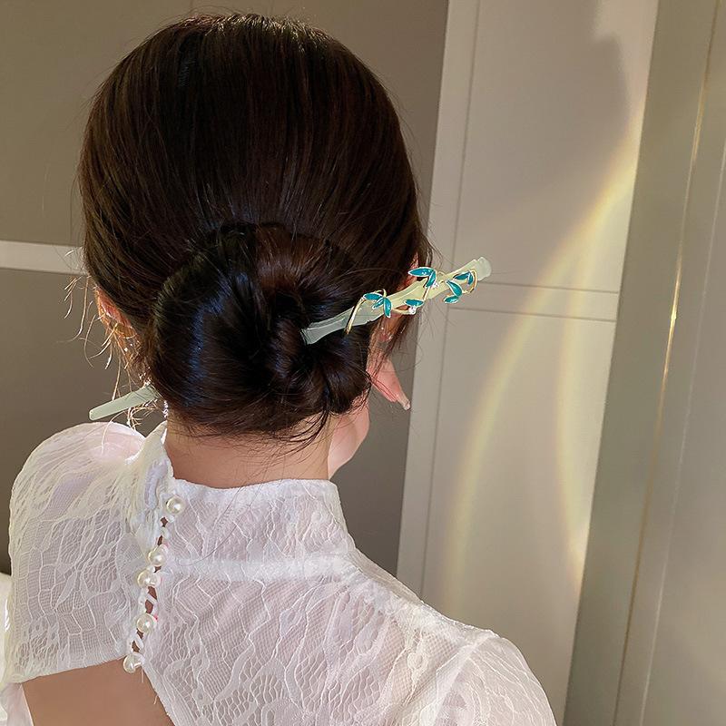 New Chinese Antique Artificial Jade Tassel Hairpin, Personalized Design Hairpin, Guochao Niche Temperament, Hair Accessories Women