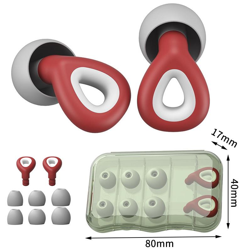Silicone Noise-Canceling Earplugs Waterproof Silent Full-Size Earplugs For Swimming And Sleeping красный