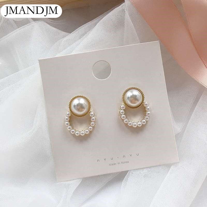 Pendientes coreanos simples con pasador, pendientes de flores con perlas dulces de temperamento, joyería femenina