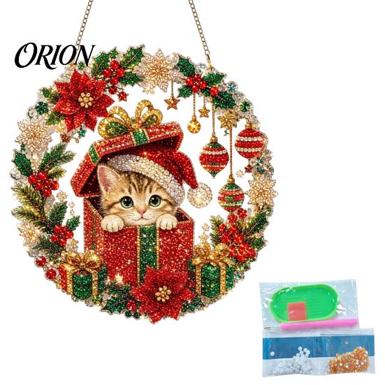 DIY Holiday Crafts for Adults Christmas Faux Diamond Art Ornament, Santa Claus Sun Catcher Kit, Rhinestone And Craft Supplies Kids Xmas Wreath Hanging