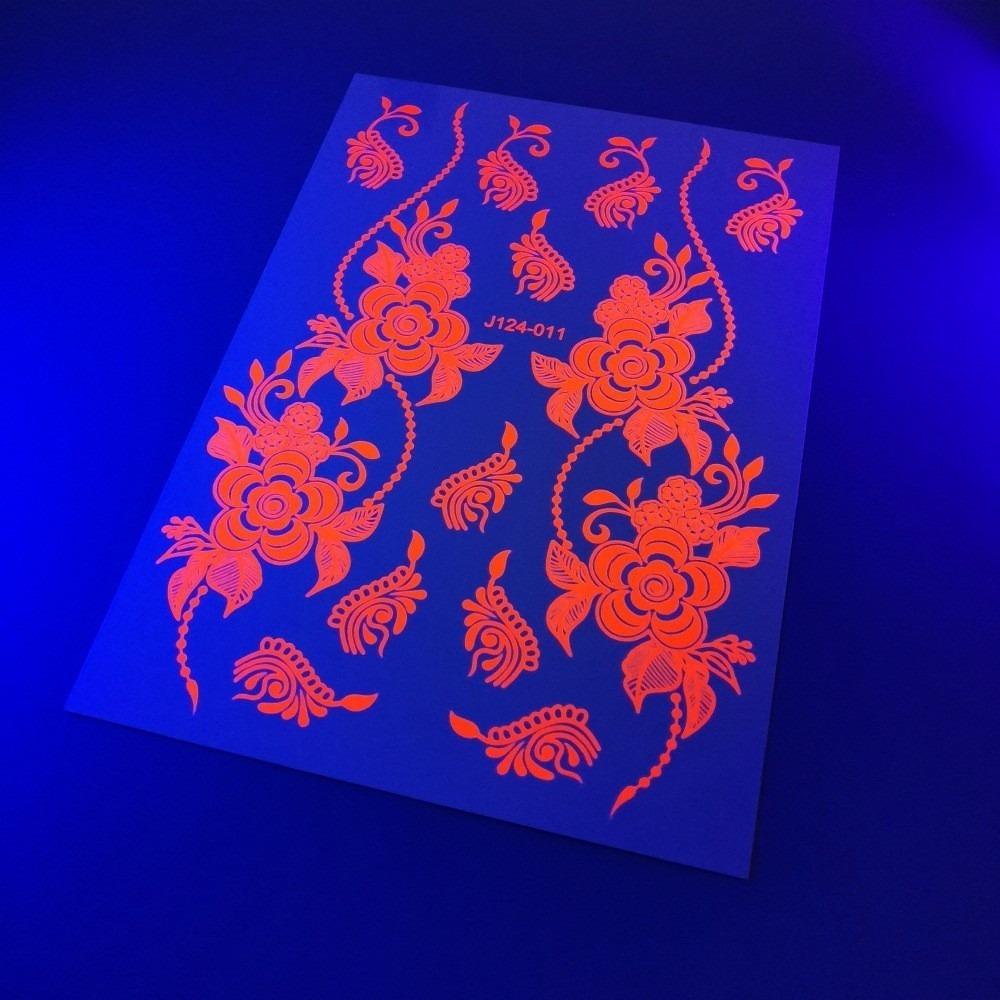 Fake Fluorescence Henna Tattoo Stickers Luminous Body Art Sticker  Women/Lady/Girl