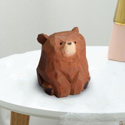 Dřevěná figurka medvěda Miniaturní socha medvěda Rustikální ozdoba na stůl zvířátka do ložnice Dekor do dětského pokoje
