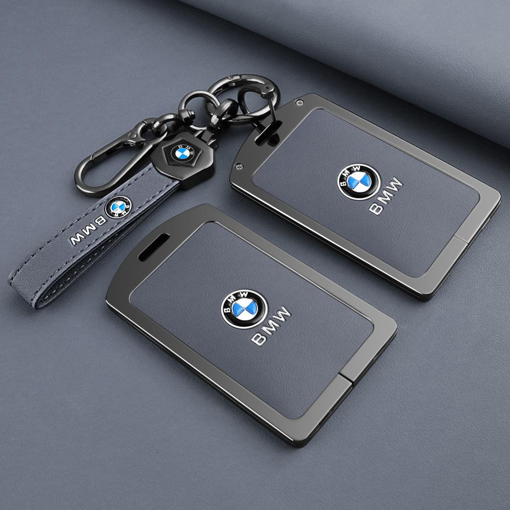 Zinc Alloy Leather Key Case Shell Buckle Car Key Cover Fit For BMW 1 3 5 7 Series X1 X3 X5 X6 X7 535le Auto Keychain Accessories