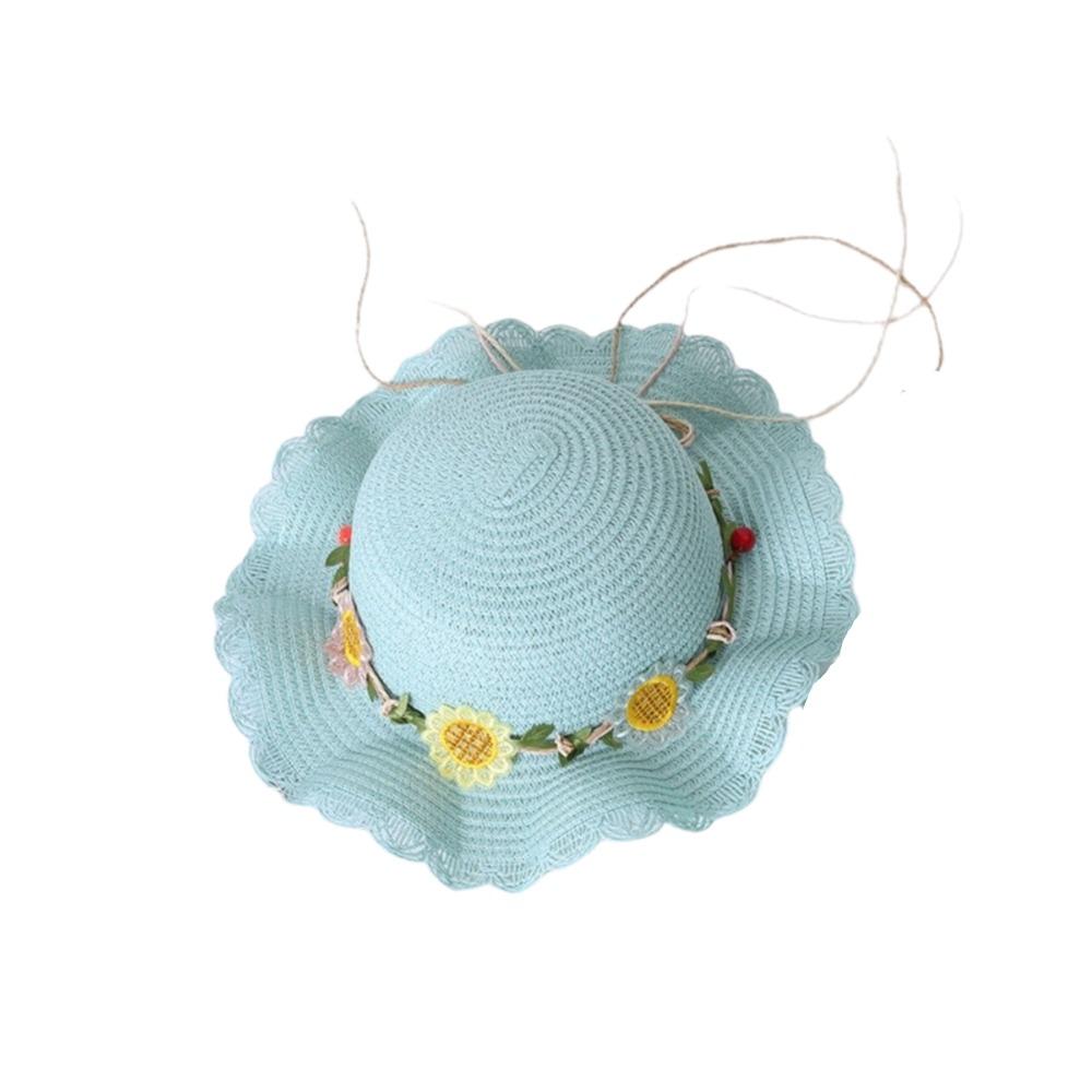 Small Daisy Children Beach Straw Hat Wide Brim Fisherman Hat Outdoor Straw Bag Cap Set  Summer