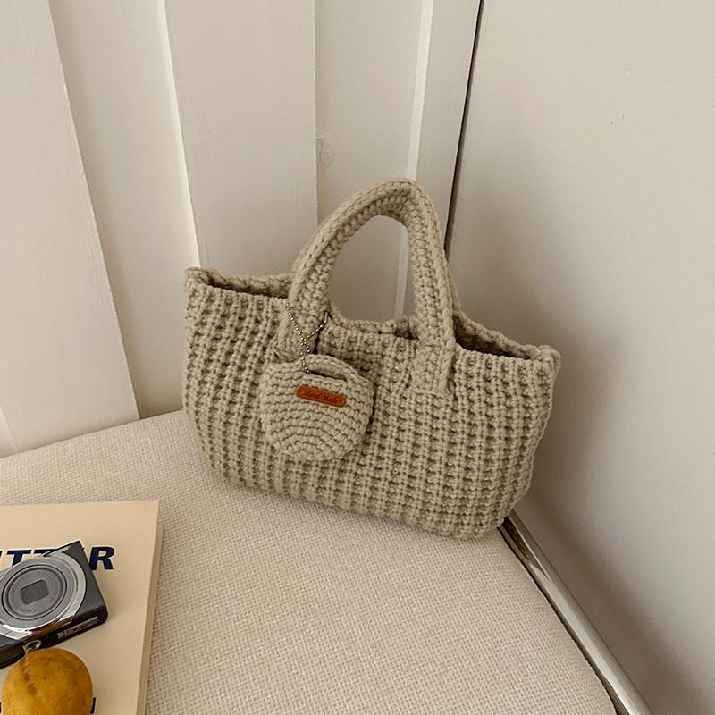 Borsa all'uncinetto fatta a mano retrò coreana Borsa a mano casual Borsa a tracolla Autunno e Inverno Nuova Mini Borsa Tote Borsa da ascella da donna