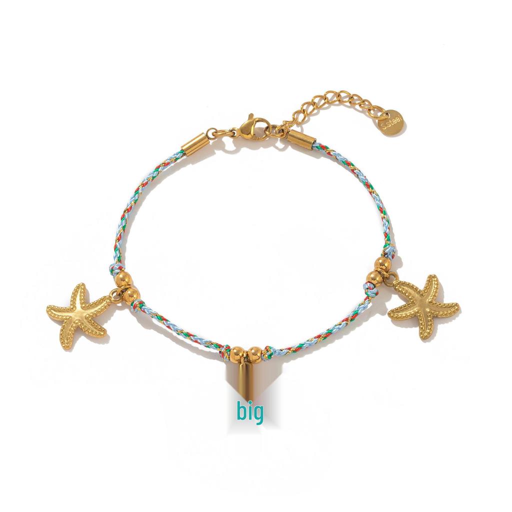 Dopamine Necklace and Bracelet with Whale, Starfish, Shell, 18k Stainless Steel, Multi-Color Conch Pendant.