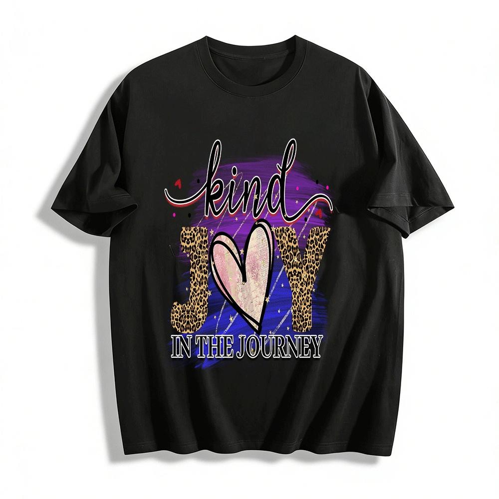 

Kind Joy In The Journey Leopard Print Casual Graphic Tee Pure cotton T-shirt XXS