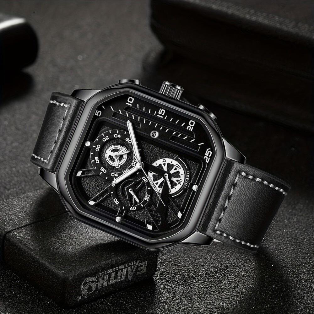 2-teiliges Luxus-Herren-Quarzuhr-Set mit Lederarmband und Kalender - Perfektes Geschenk für Schulabschluss, Männergeschenk