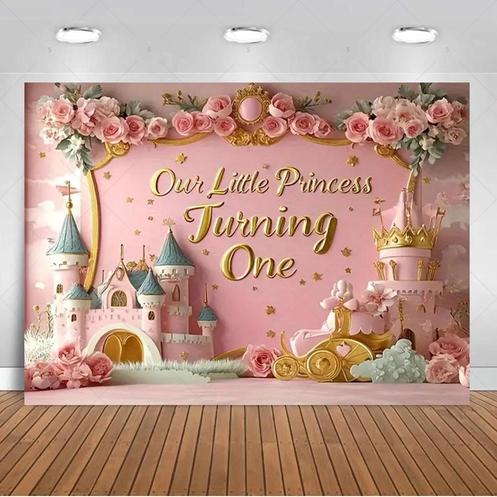 1. Geburtstag Party Dekorationen Rosa Gold Ballons Glitzer Hintergrund Banner Neugeborenen Kulisse Zubehör Fotografie Requisiten Kinder Geschenk