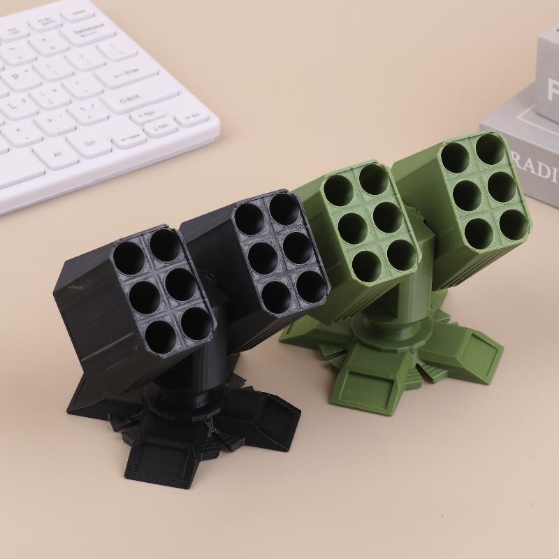 1Pc Plastic Missile Shaped Pen Holder Creative Anti-aircraft Missile Launcher Pen Stand Desktop Organizer Home Office Decoration