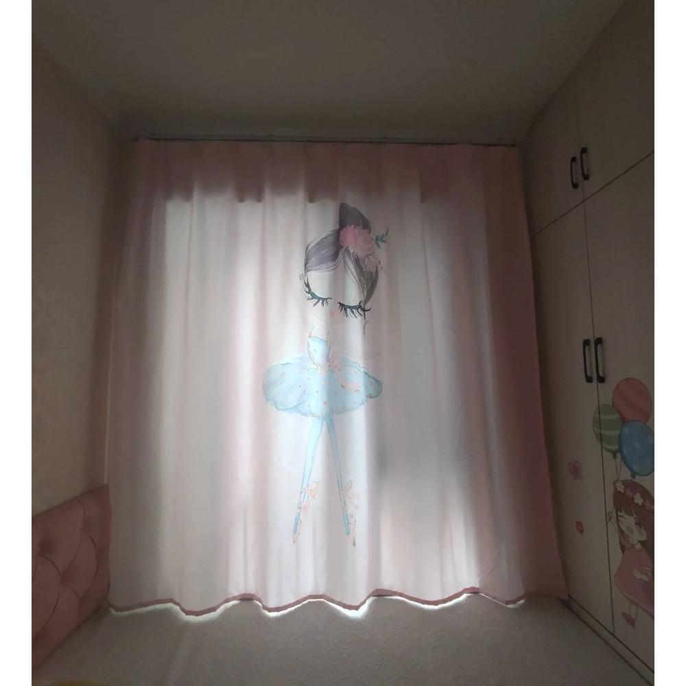 2 Panel Pink Unicorn Curtains Ballerina Girl Curtains for Kids Girls Bedroom Window Blinds Floor-to-ceiling Windows Grommet Top