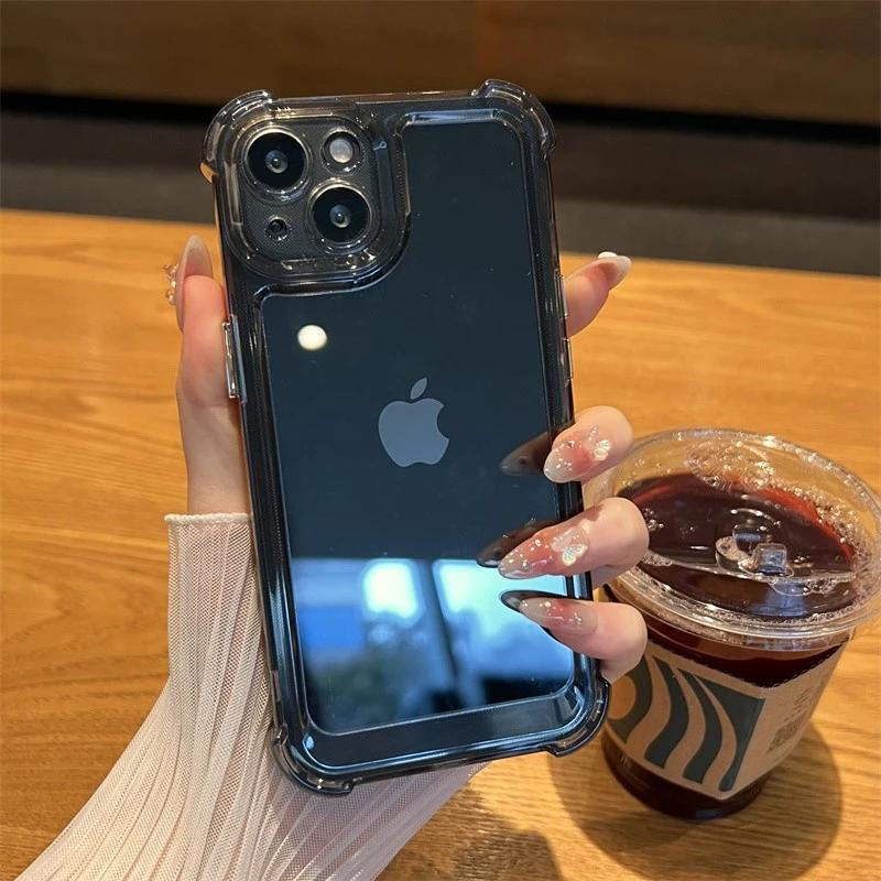 Luxury Shockproof Bumper Transparent Case For iPhone 16 15 16e 14 Plus 13 12 11 Pro Max X XS XR Funda Acrylic Clear Hard Cover