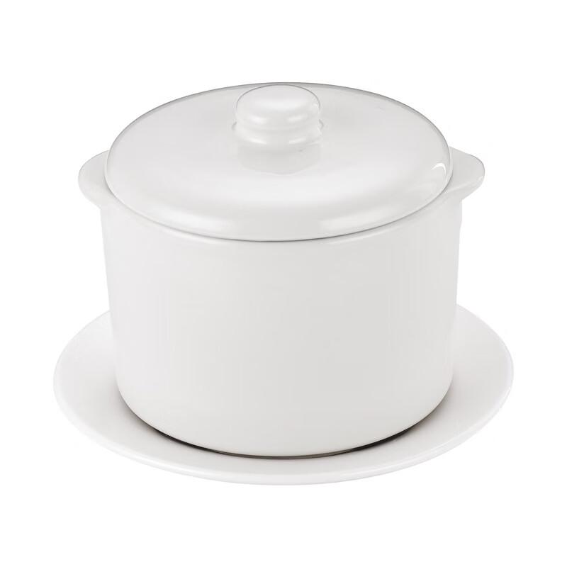 LISM 0.5L Ceramiczny Garnek do Gotowania na Parze Zupy z Pokrywkami i Talerzami (4-Pack)