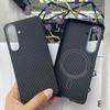 NO Magnetic Carbon Fiber Case for Samsung Galaxy S24+ Ultra S24 Plus Cover Hard Frame Aramid Fiber Case