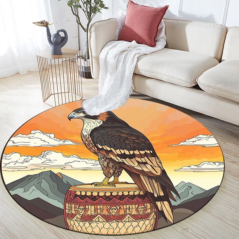 Eagle Round Area Rug,Carpet Rug for Living Room Bedroom Sofa Playroom Decor,Non-slip Floor Mat