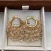 Full Diamond Crystal Chain Fringed Earrings Handmade Pendant Light Luxury High-end Exquisite Versatile Fashion Temperament Earrings